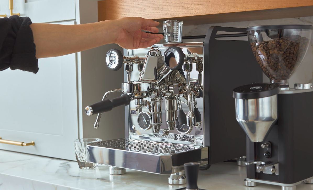 Italian-made espresso machines lined up on a countertop - Seattle Coffee Gear