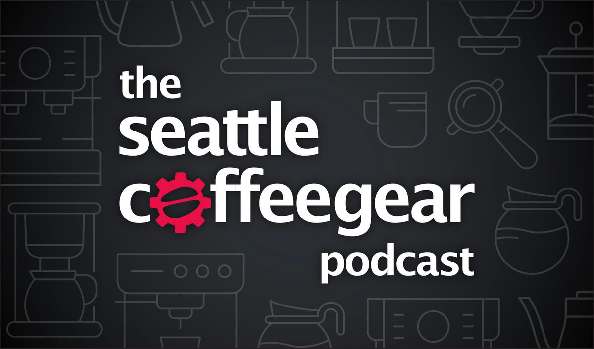 Seattle Coffee Gear Podcast logo featuring the show title text over a coffee-themed background - Seattle Coffee Gear
